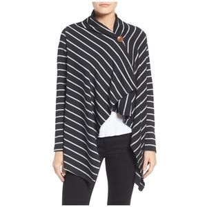 Bobeau Nordstrom Striped Wrap Cardigan Sweater